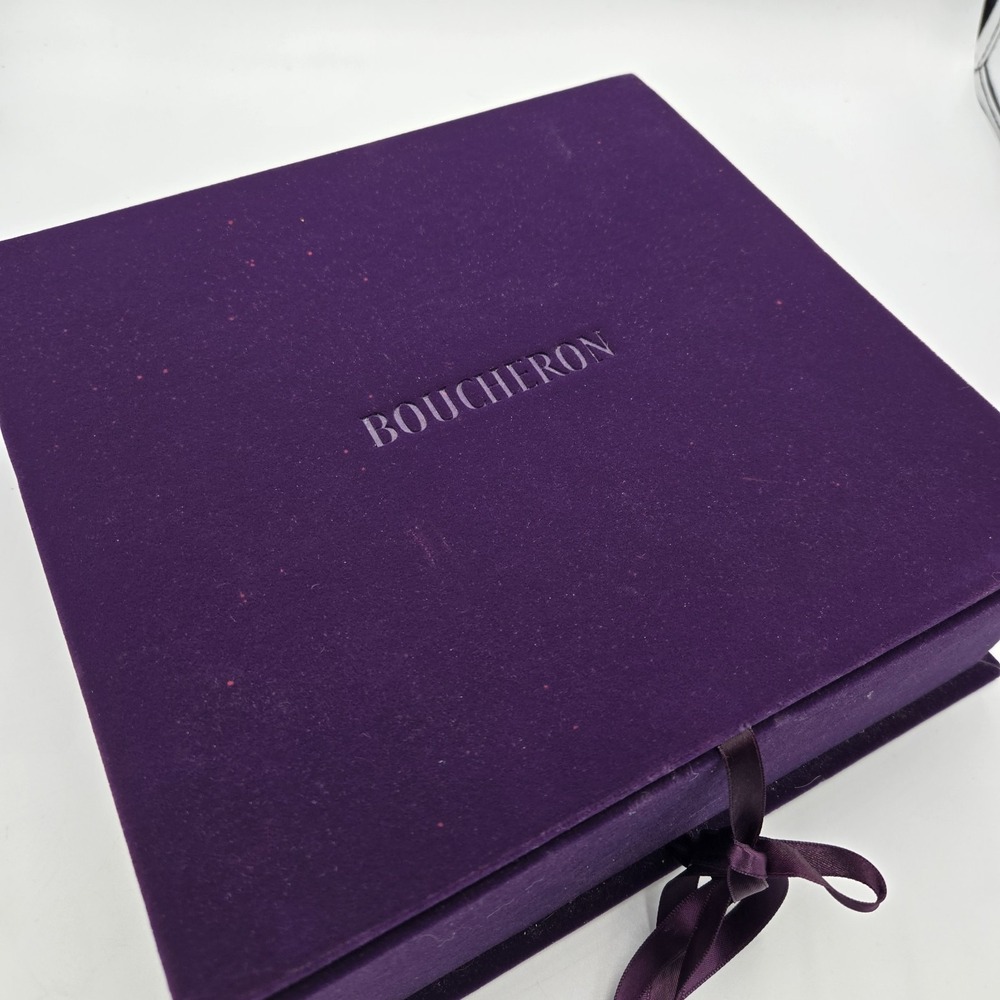Vtg Boucheron France Deep Purple Velvet Satin Perfume Box Case Empty Used